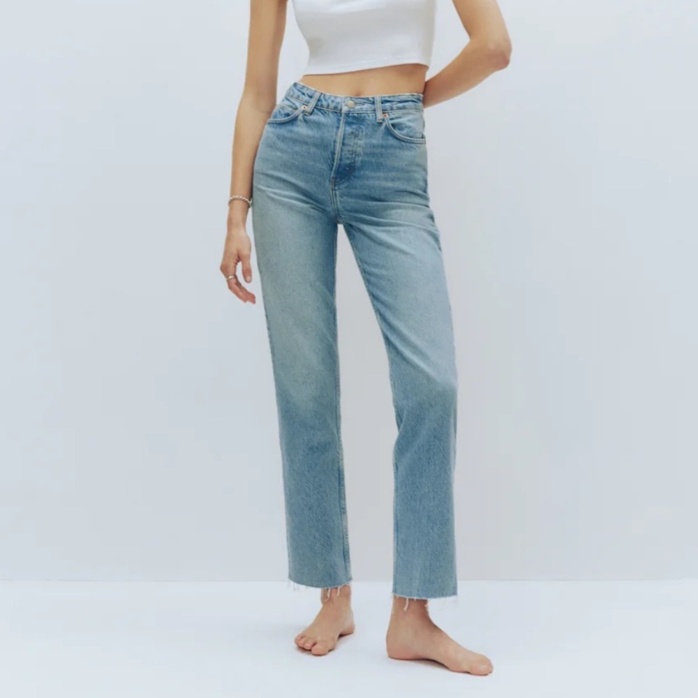 Reformation Cynthia High Rise Straight Cropped Jeans Blue - Size 29